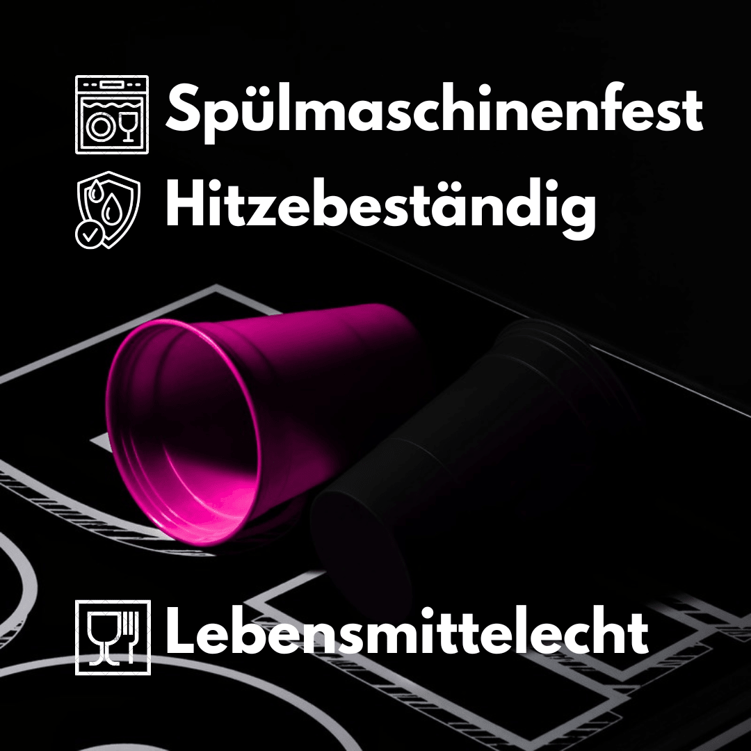 Bierpong-Becher aus Hartplastik, Pink-Black Edition - InnoNeeds